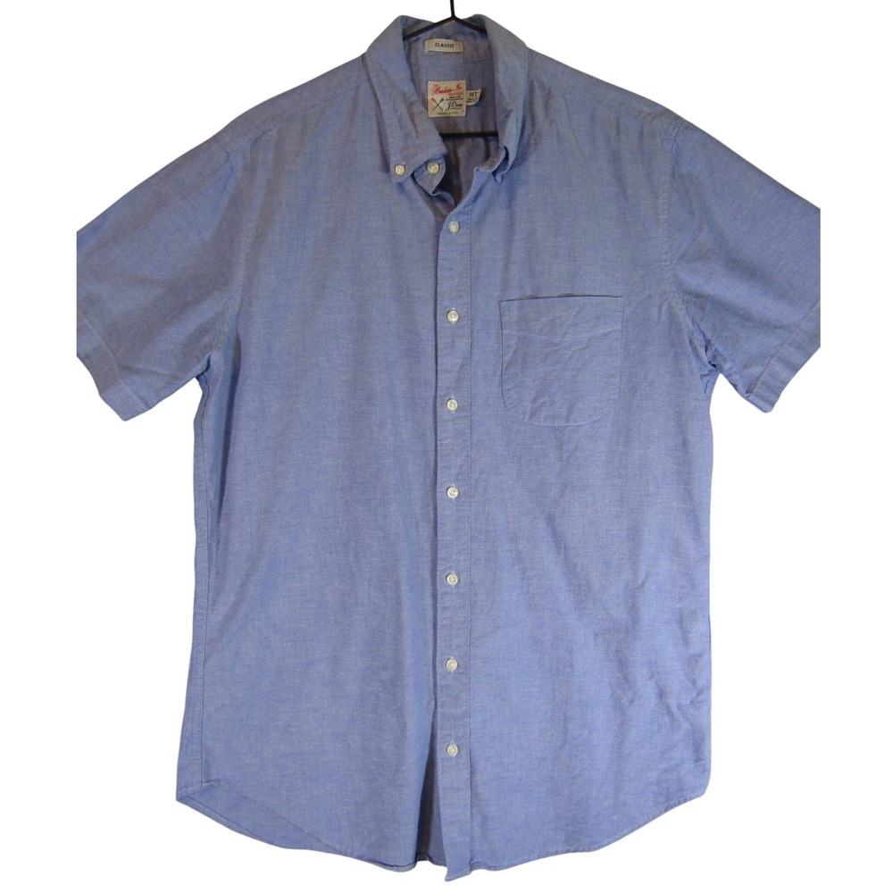 J.Crew Broken-In Oxford Shirt Mens Medium Tall Blue Excellent Short Sleeve MT